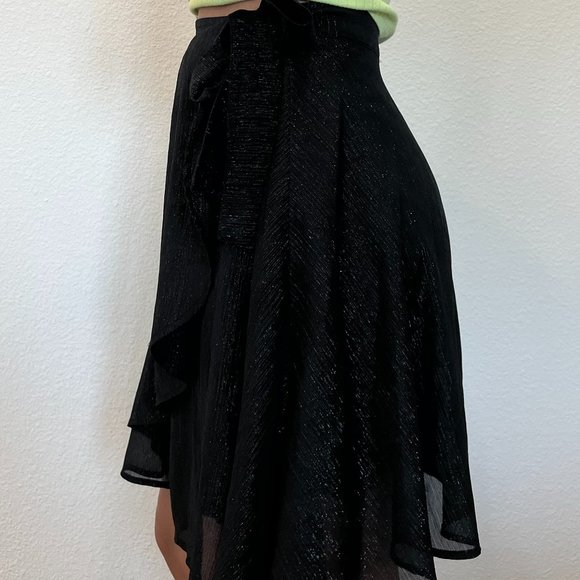 Black Sparkly Ruffled Skirt, size Small - Picture 3 of 7